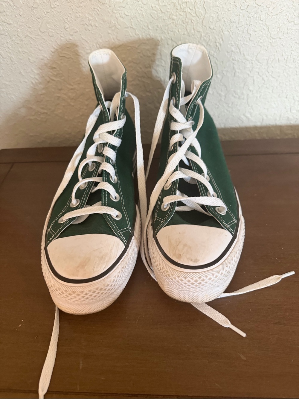 Converse Green High Top Canvas Sneakers with White Accents - Picture 4 of 12